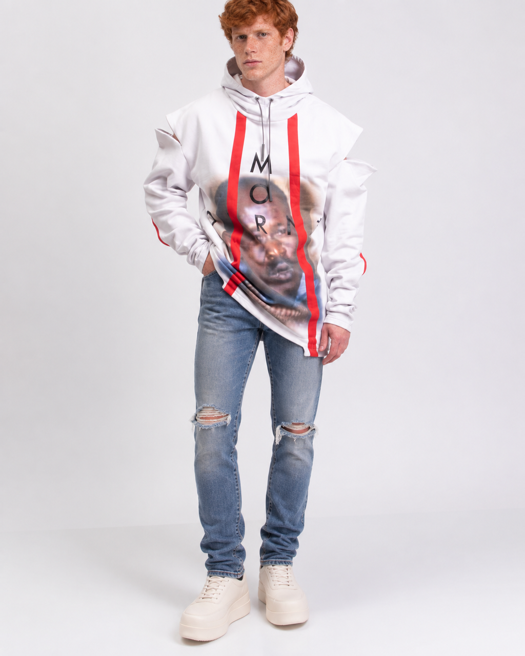 A-COLD-WALL* Portrait Graphic Elbow Cut-Out Hoodie