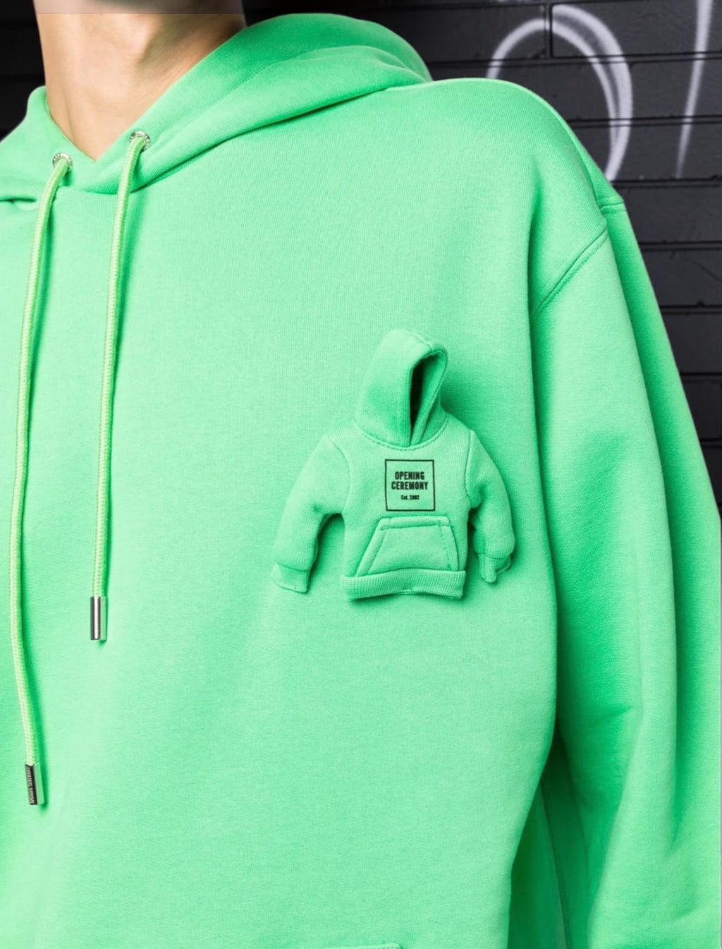 Opening Ceremony Box Logo Oversized Hoodie Neon Green – Size S