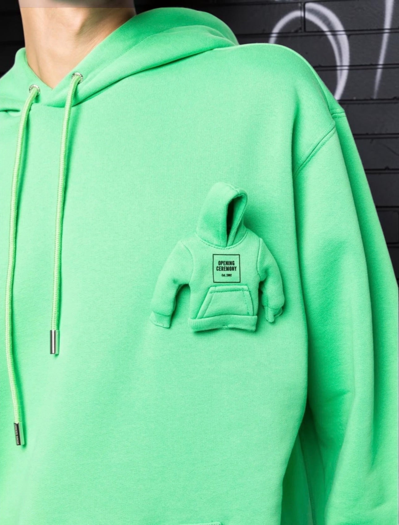 Opening Ceremony Box Logo Oversized Hoodie Neon Green – Size S