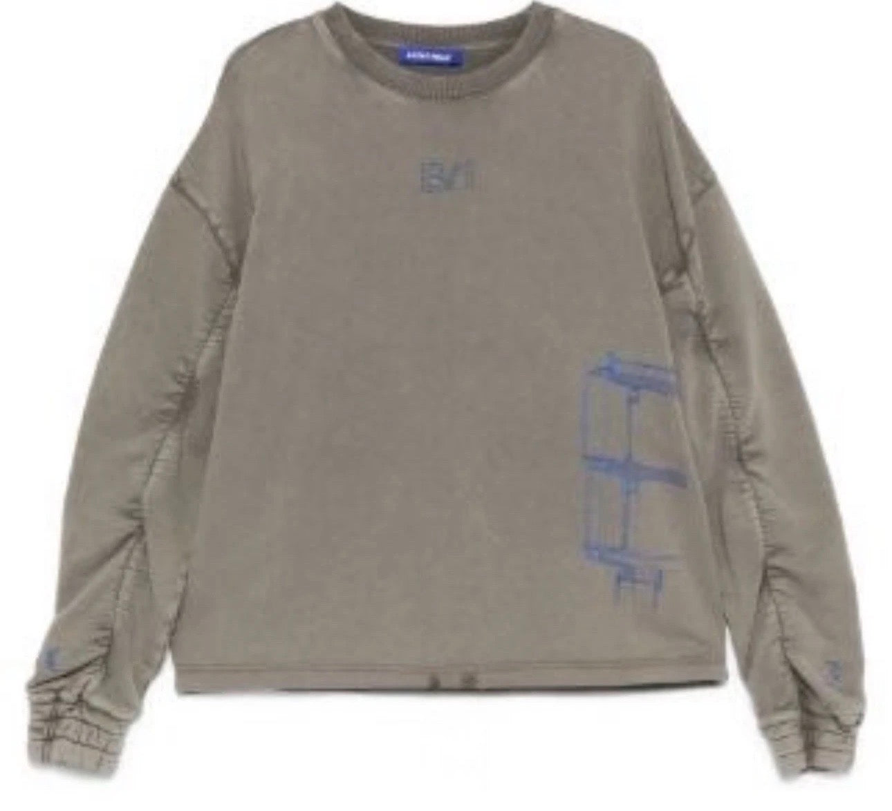 A-Cold-Wall* B/1 Ruched Oversized Sweatshirt - Nickel Grey