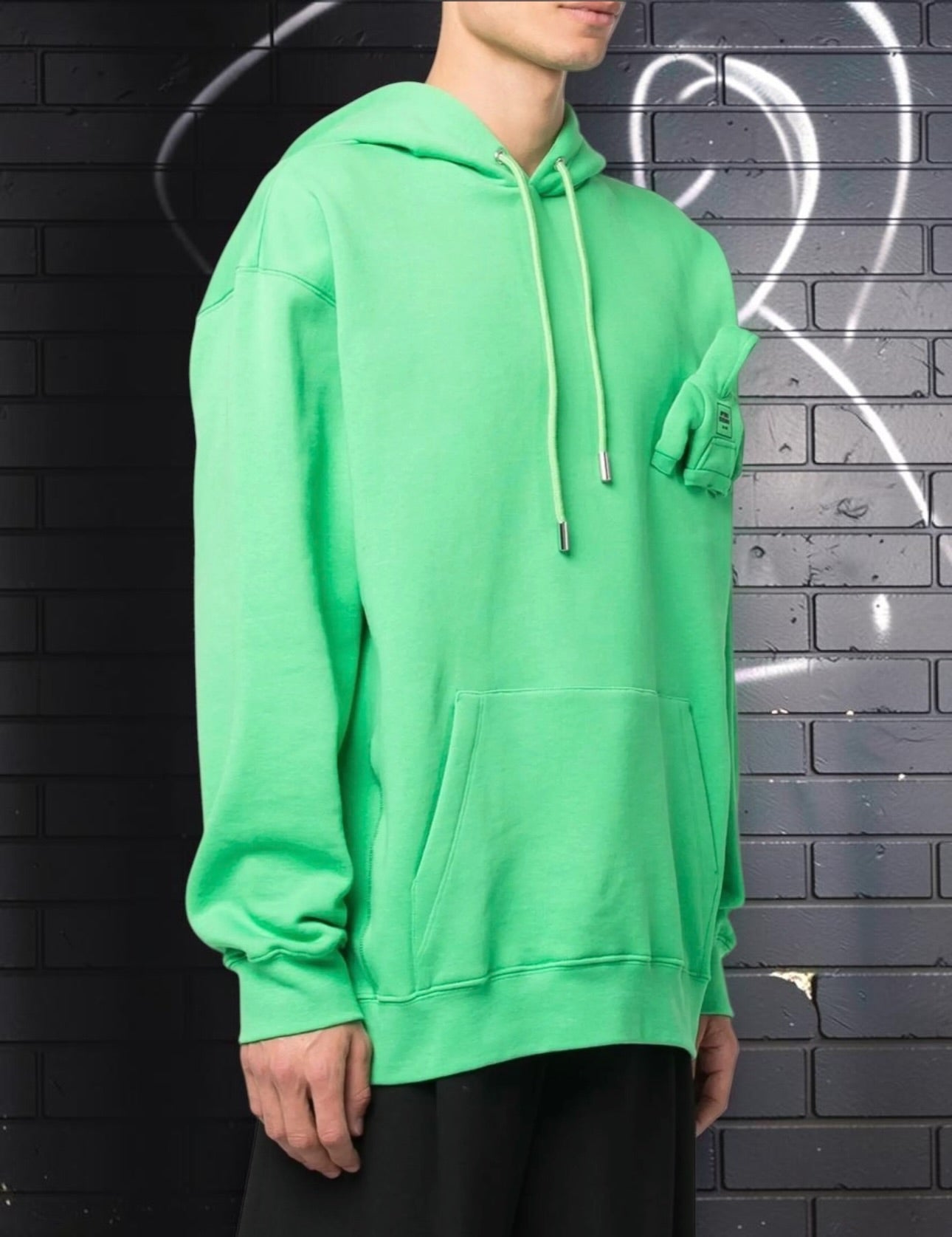 Opening Ceremony Box Logo Oversized Hoodie Neon Green – Size S