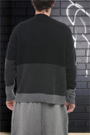Off-White Blocked Knit Crewneck Sweater Black/White