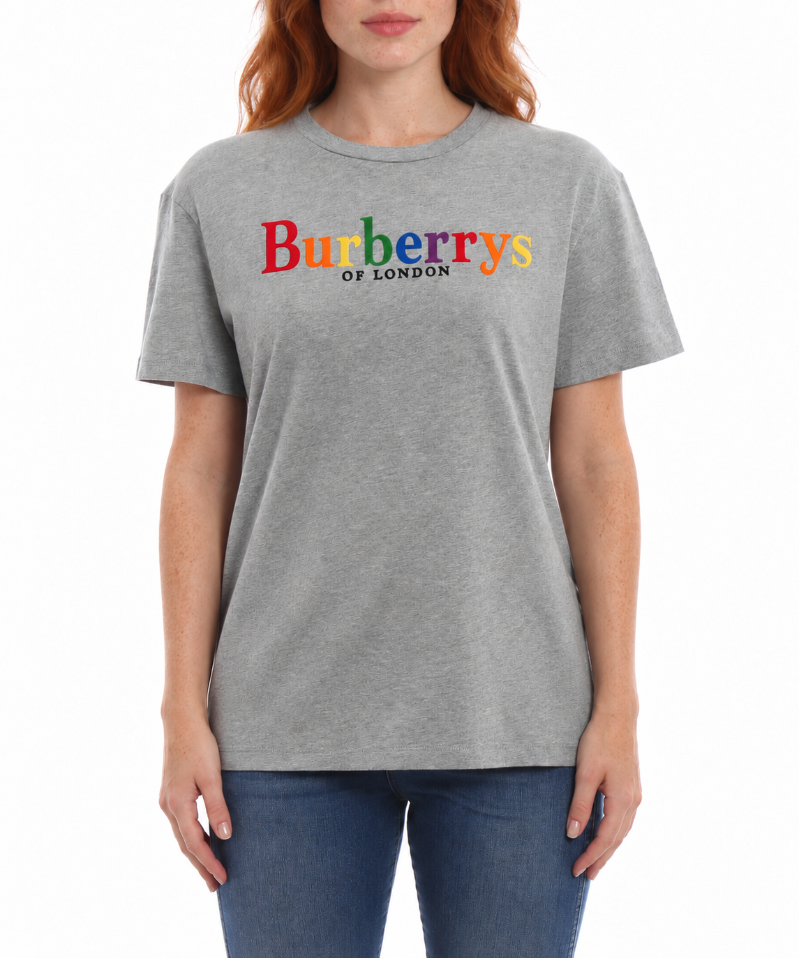 Burberrys Clumber Multicolour Logo T-Shirt – Pale Grey Melange – Size 6-10