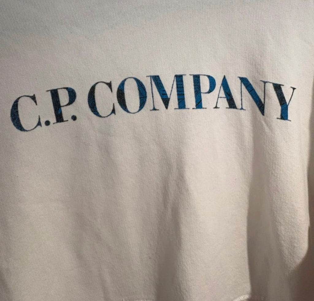 C.P. Company Graphic Print Hoodie - White/Blue - L
