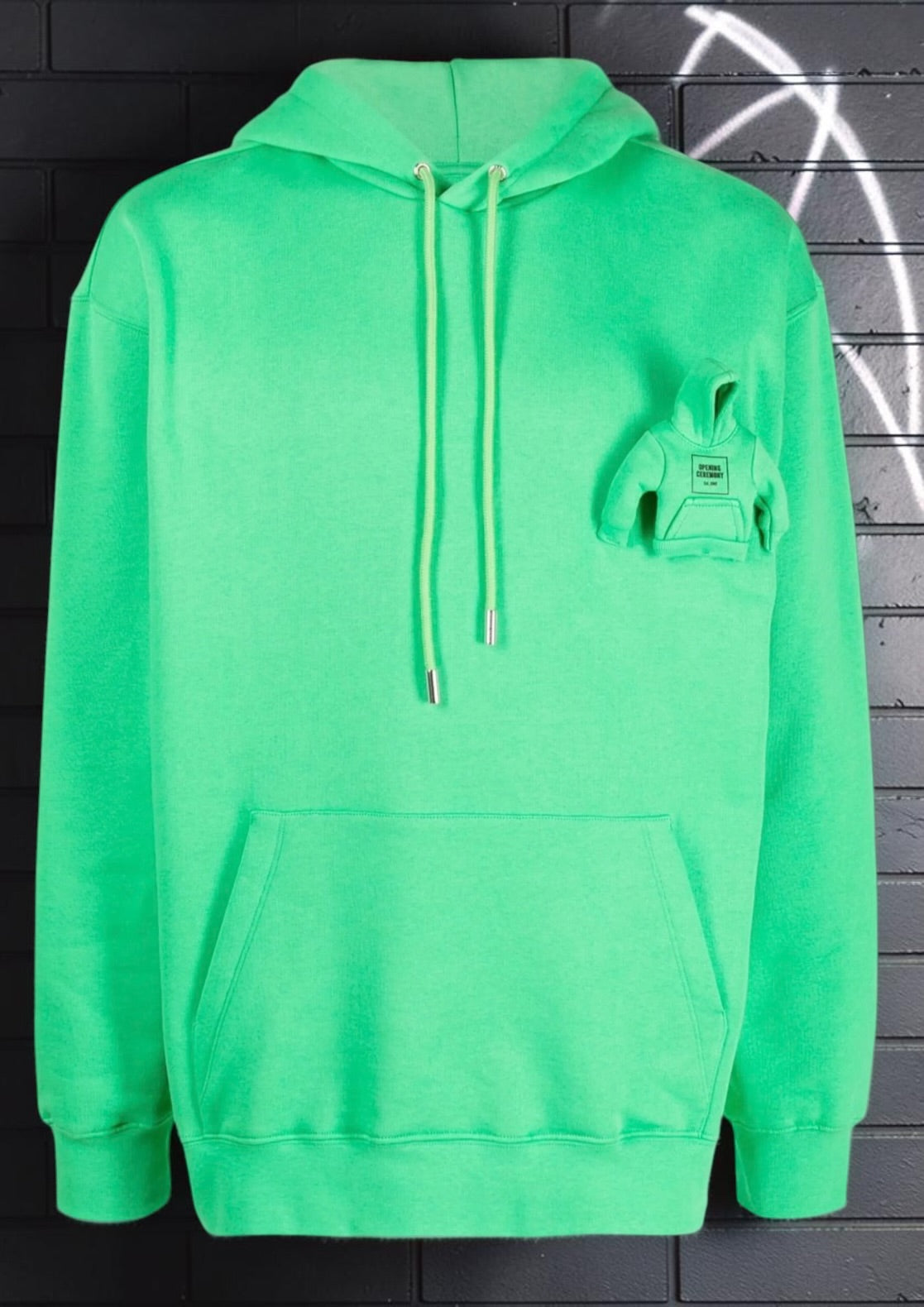Opening Ceremony Box Logo Oversized Hoodie Neon Green – Size S
