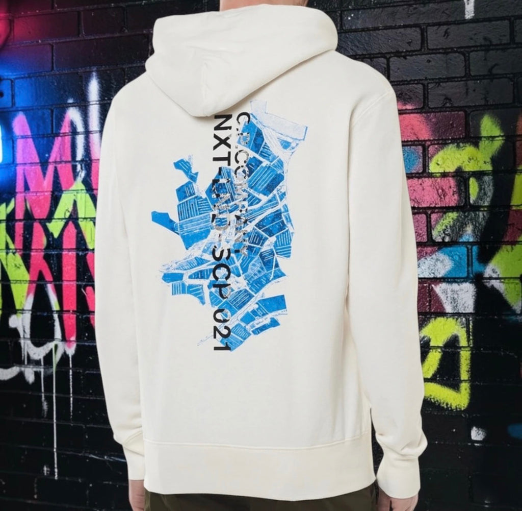 C.P. Company Graphic Print Hoodie - White/Blue - L