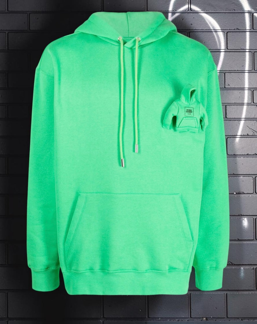 Opening Ceremony Box Logo Oversized Hoodie Neon Green – Size S