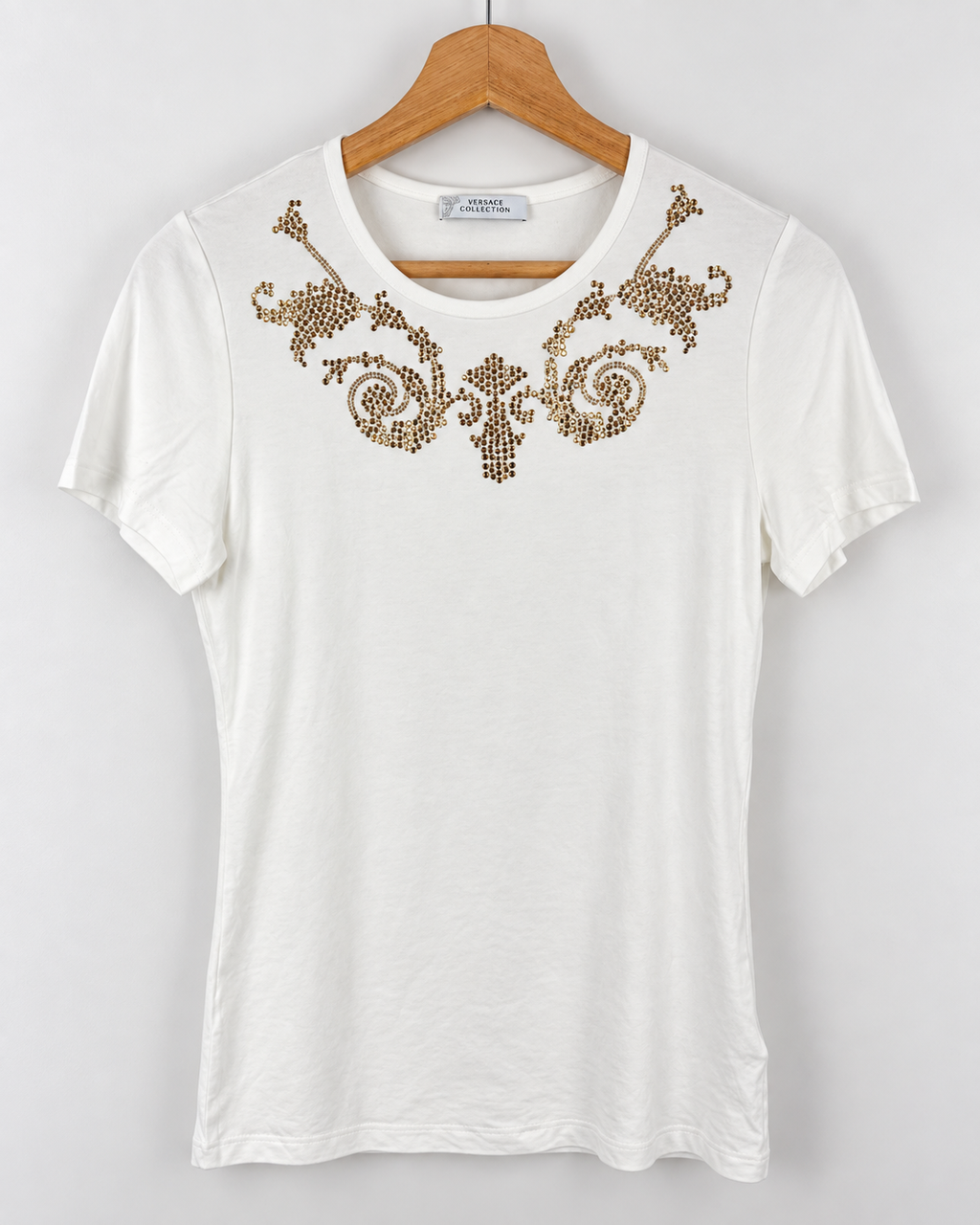 Versace Collection Embellished Baroque T-Shirt White