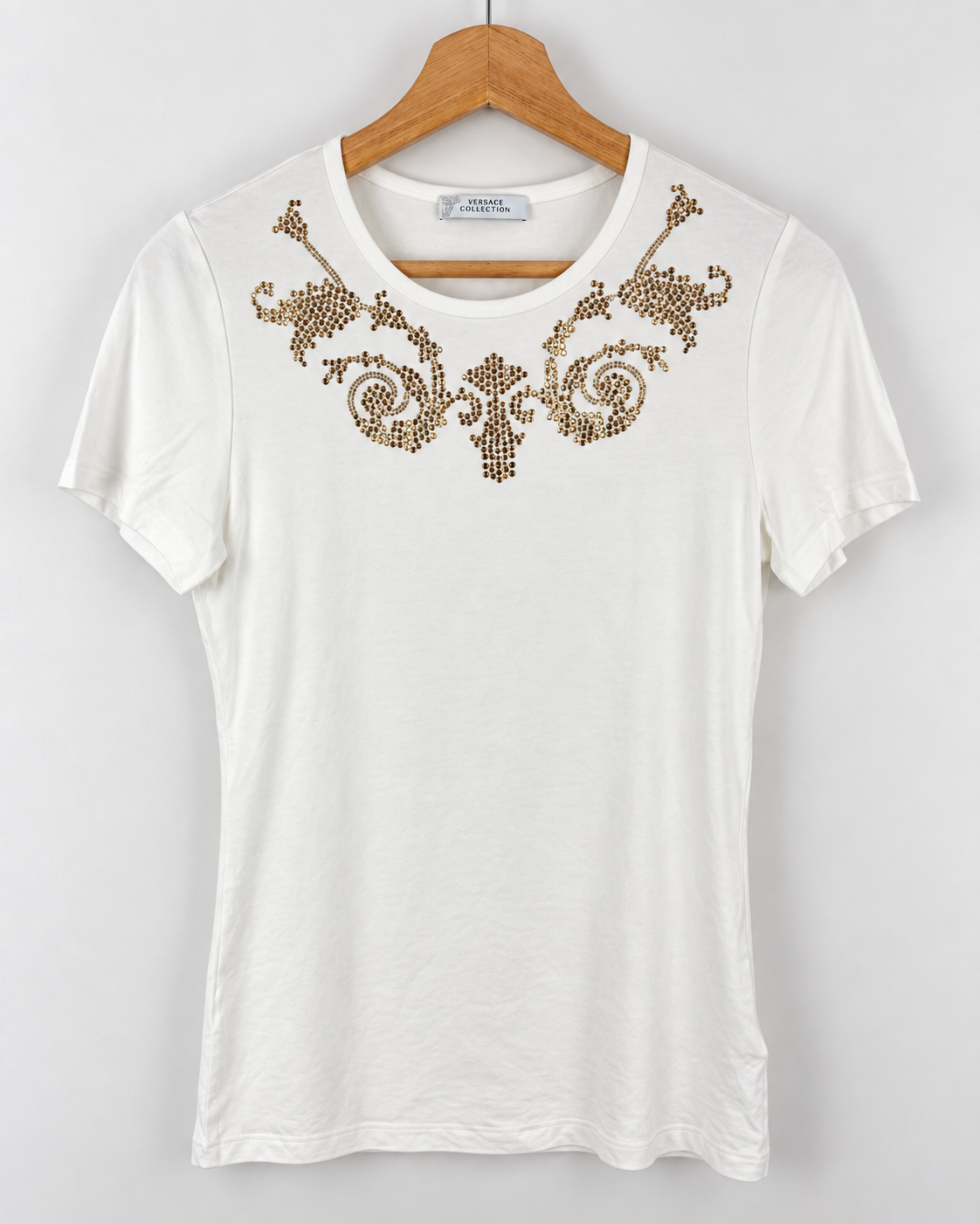 Versace Collection Embellished Baroque T-Shirt White