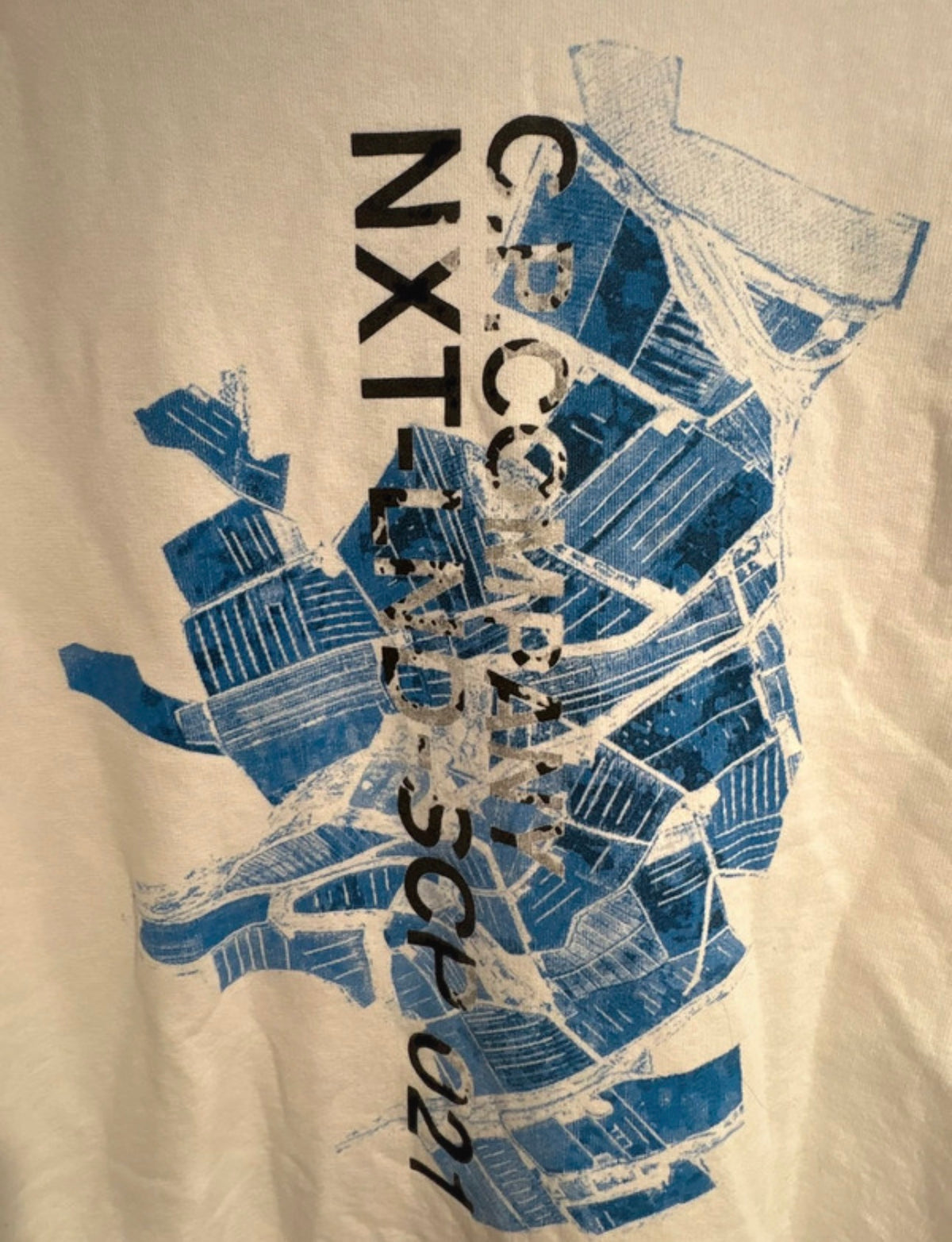 C.P. Company Graphic Print Hoodie - White/Blue - L