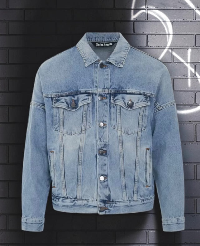 Palm Angels Palm Logo Denim Jacket Blue