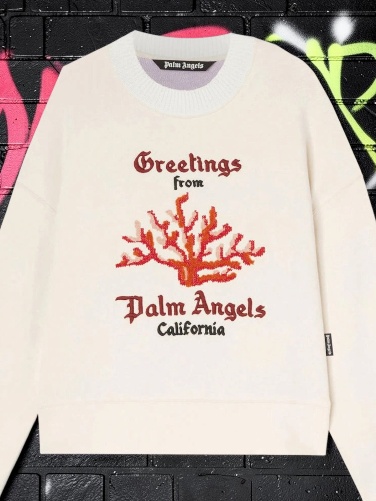 Brand New Palm Angels Coral Striped Sweatshirt