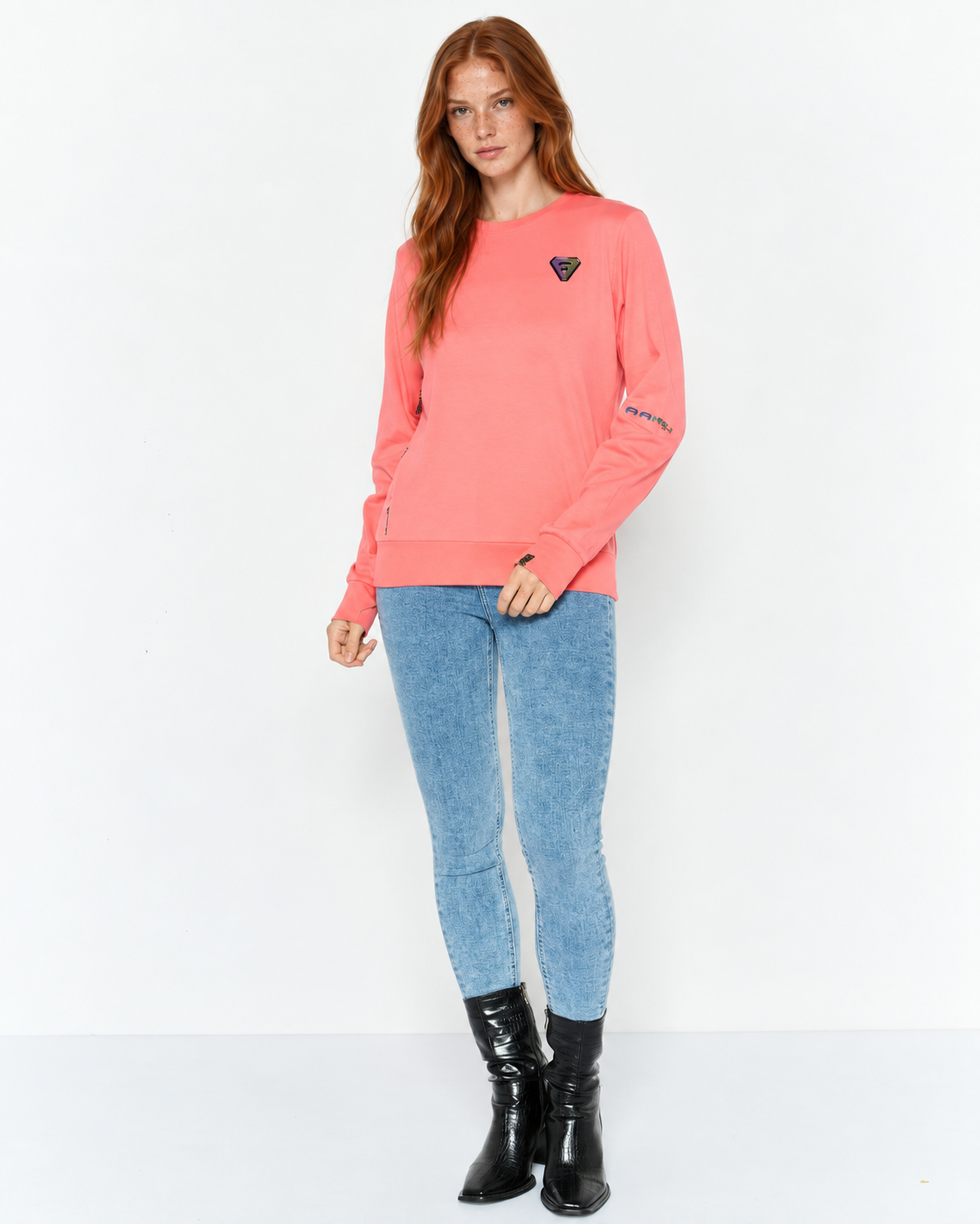 AAPE by A Bathing Ape Women’s Logo Sleeve Sweatshirt Coral XS