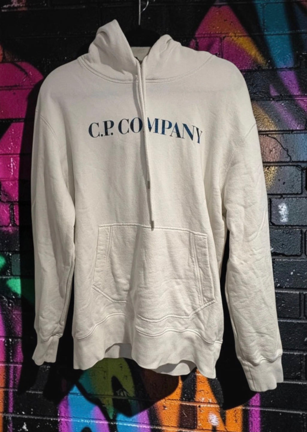 C.P. Company Graphic Print Hoodie - White/Blue - L