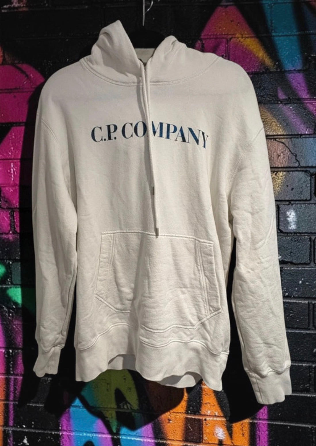 C.P. Company Graphic Print Hoodie - White/Blue - L
