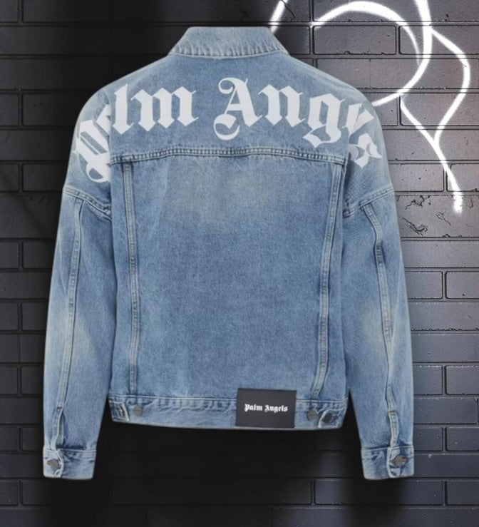 Palm Angels Palm Logo Denim Jacket Blue