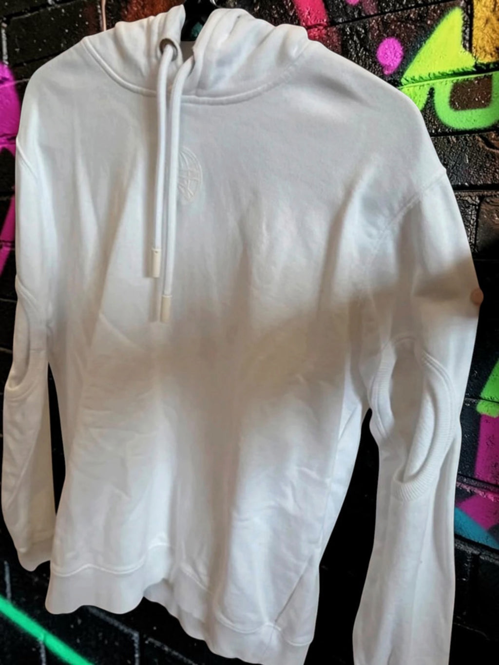 Burberry Optic White Globe Graphic Cut-Out Sleeve Hoodie