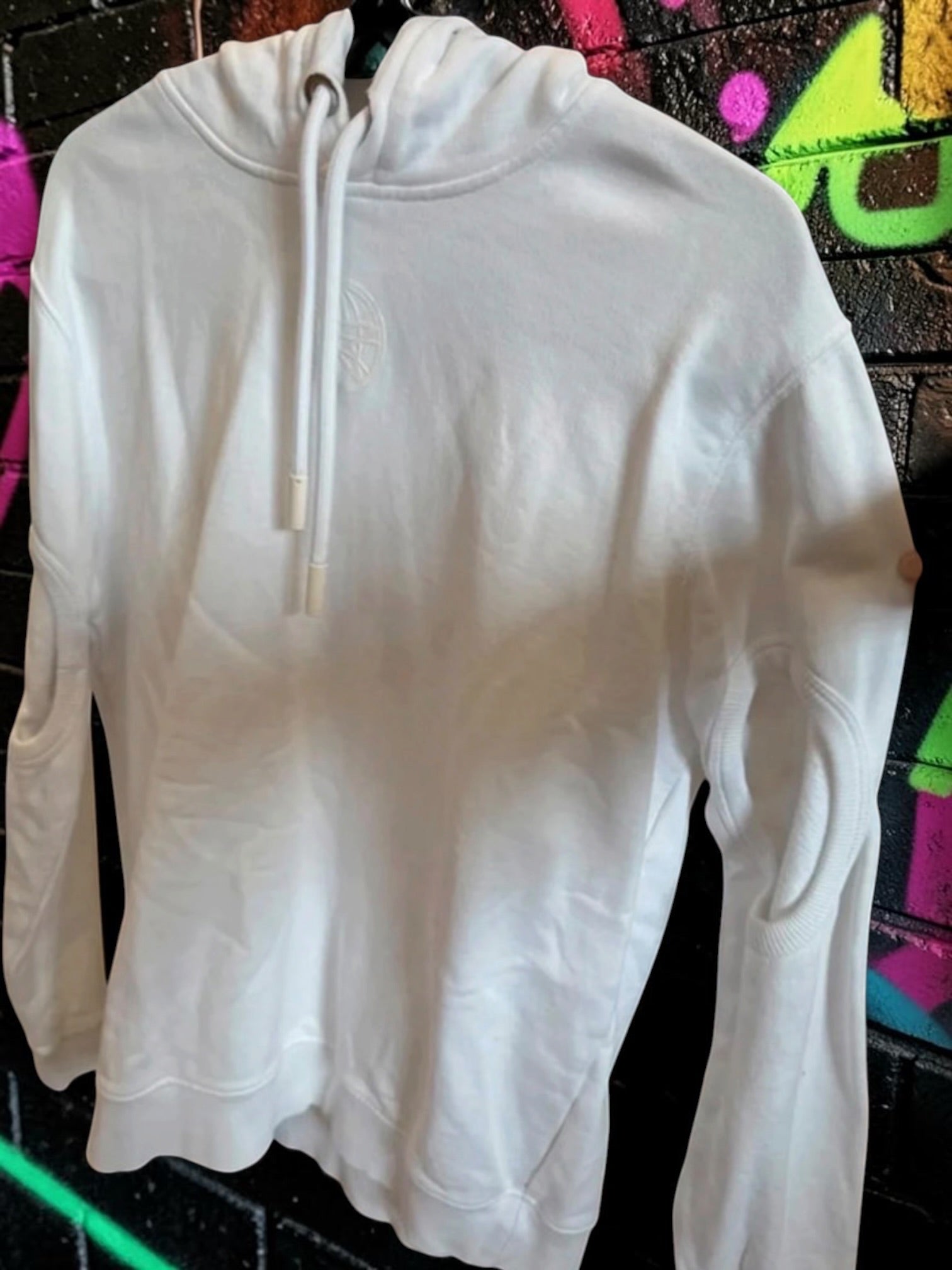 Burberry Optic White Globe Graphic Cut-Out Sleeve Hoodie