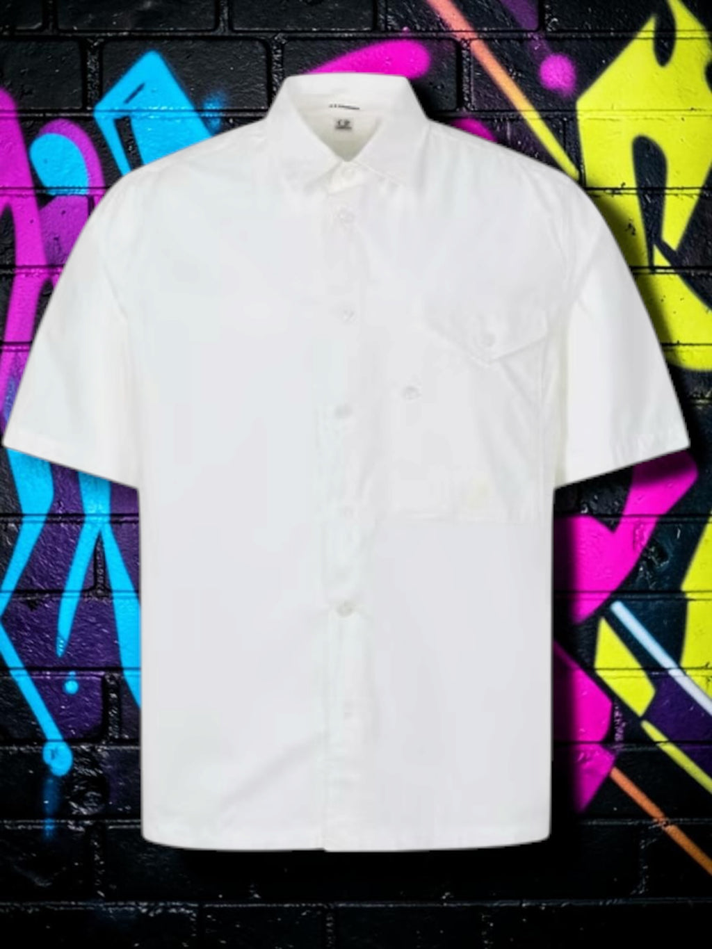 C.P. Company Short Sleeve Embroidered Logo Shirt – White