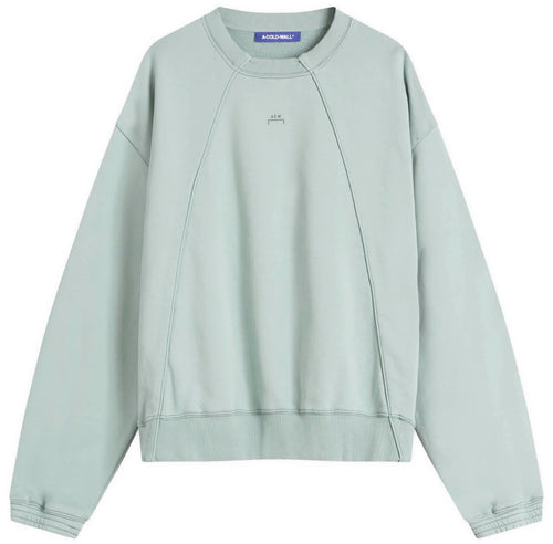 Aurora Fashion A-COLD-WALL* sage green heavyweight cotton sweatshirt with panelled detailing and ribbed crew neck.